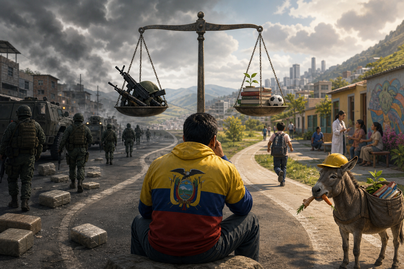 Editorial illustration for Ecuador ante el dilema de la guerra contra el narcotráfico