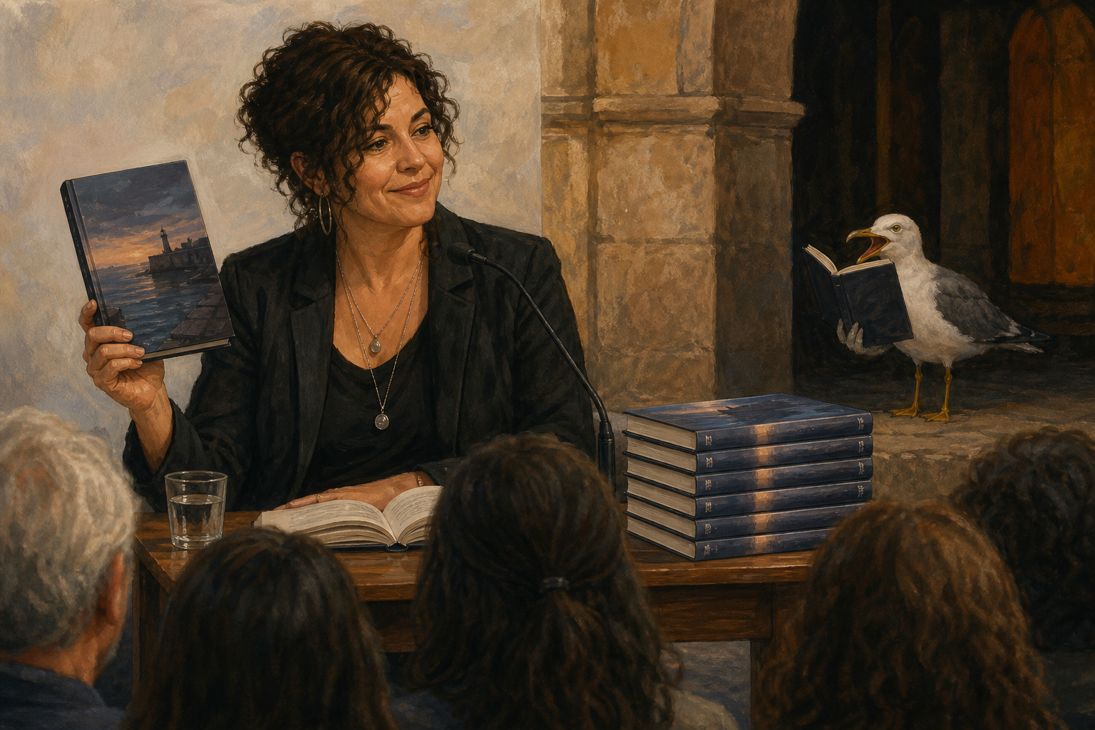 Editorial illustration for Patrizia Gallo presenta su primer libro de cuentos, “Los puertos no preguntan. Reciben.”